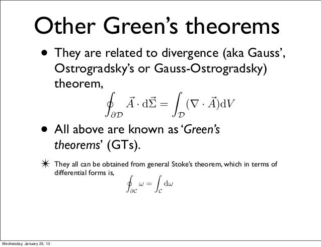 Green's theorem in classical mechanics and electrodynamics