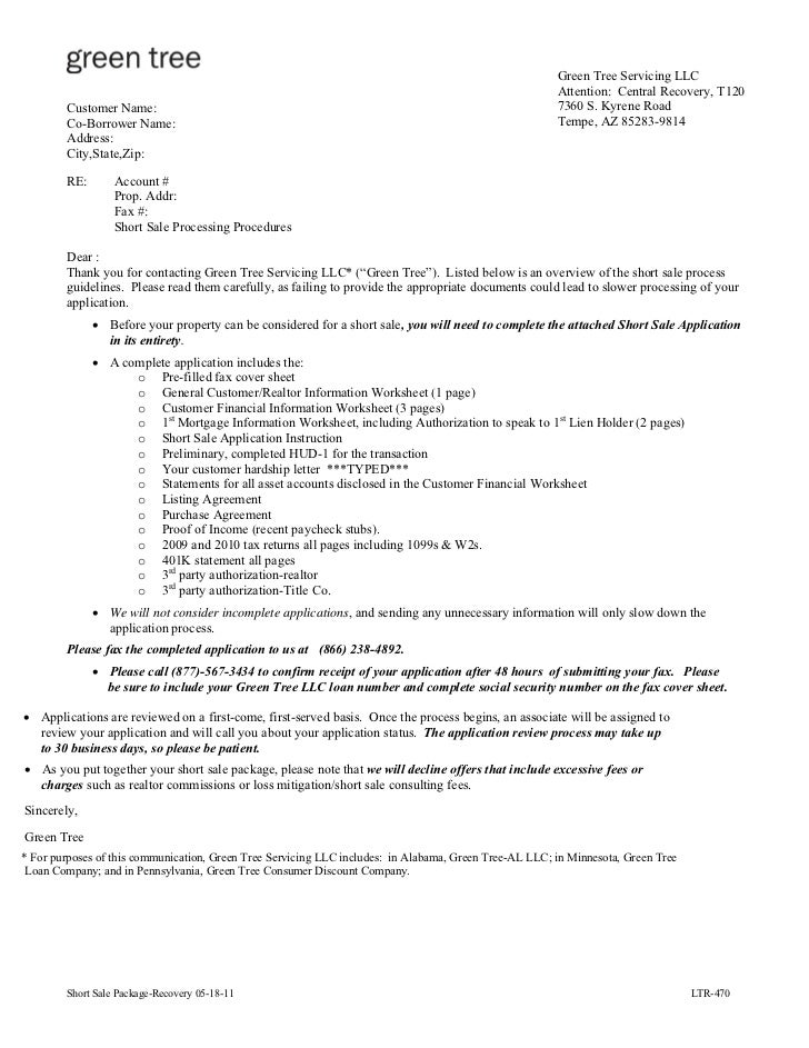 Printables Short Sale Financial Worksheet greentree short sale package green tree servicing llc