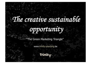 The creative sustainable
      opportunity
     “The Green Marketing Triangle”

          www.trinity-planning.be
 