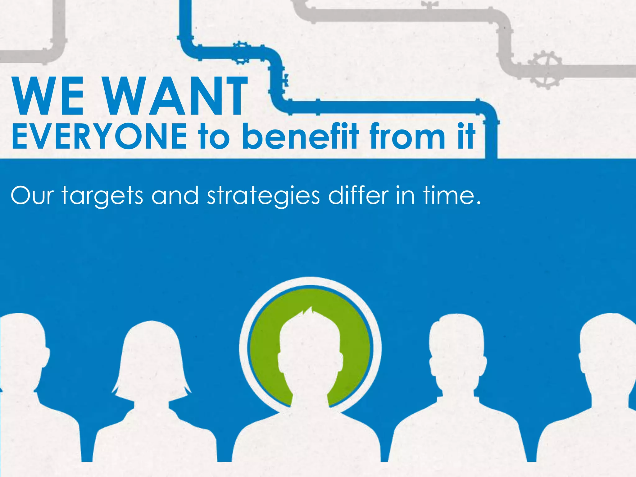 WE WANT
Our targets and strategies differ in time.
EVERYONE to benefit from it
 