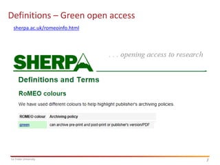Definitions – Green open access
sherpa.ac.uk/romeoinfo.html

La Trobe University

2
2

 