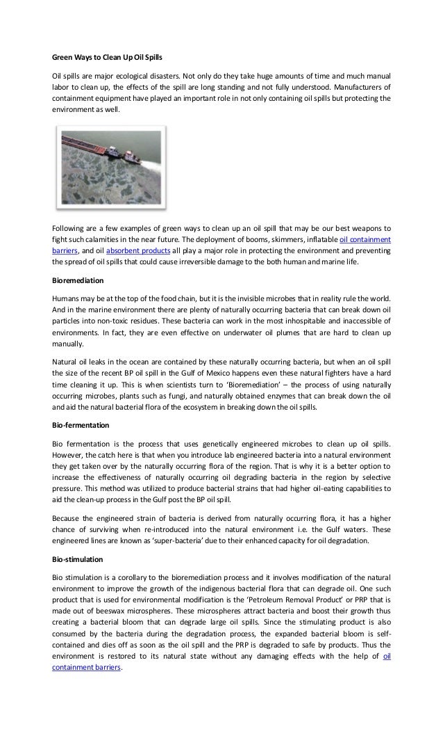 Green ways to clean up oil spills