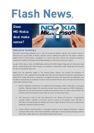 oes Microsoft & Nokia deal make sense? | Greenwich Institute Flash News