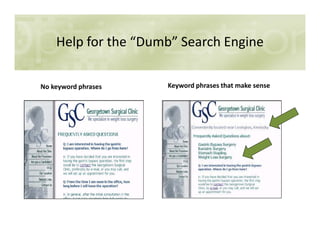 Help for the “Dumb” Search Engine
Keyword phrases that make senseNo keyword phrases
 