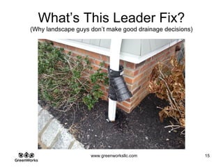 Assessing Hidden Moisture Intrusion
© GreenWorks Environmental, LLC
Smart vents have a very detailed manufacturers requirement for installation:
•Adhesives and metal straps are required.
•This installation used neither.
•Simple pressure from your hand popped this vent out of the foundation
•Any deviation form the manufacturers installation specification will void the
manufacturers warranty.
•There is an installation / inspection certification you can receive from SmartVent for
these structures.
•This unit is not an “insulated vent” which does not work well with a conditioned crawl
environment.
 