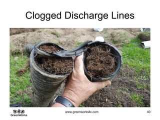 Assessing Hidden Moisture Intrusion
© GreenWorks Environmental, LLC
So here’s the house. Good looking colonial structure with garage.
•All gutters piped underground and discharge at the curb
•Sump pumps tied to underground piping and running continuously
 