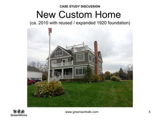 Assessing Hidden Moisture Intrusion
© GreenWorks Environmental, LLC
Gutters are most often a good starting point and are the easiest to correct. Here’s a
common issue:
•Gutter is holding some water (very common). Algae starts to grow and when water
evaporates algae dries out and forms a matt. When it rains, matt floats to surface and
slides over opening to leader clogging the system.
•Standard 4” gutters often have long runs and 90° bends which often top over
PAUSE FOR QUESTIONS & DISCUSSION
 