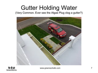 Assessing Hidden Moisture Intrusion
© GreenWorks Environmental, LLC
Very extensive foaming of the understructure seen throughout the crawl space.
•Interior existing foundation was not foamed on top. Some missed all together.
•Note OSB flange bottom of TGI joists not foamed
•Concrete slab moisture readings at 39% RH
PAUSE FOR QUESTIONS & DISCUSSION
 