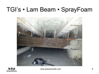 Assessing Hidden Moisture Intrusion
© GreenWorks Environmental, LLC
Original pouted foundation salvaged and re-used.
•Note the aggregate mix. Black chunks are coal (an organic food source for micro-
organisms.
•Sea shells, stones, and wood all mixed in with this foundation.
PAUSE FOR QUESTIONS & DISCUSSION
 