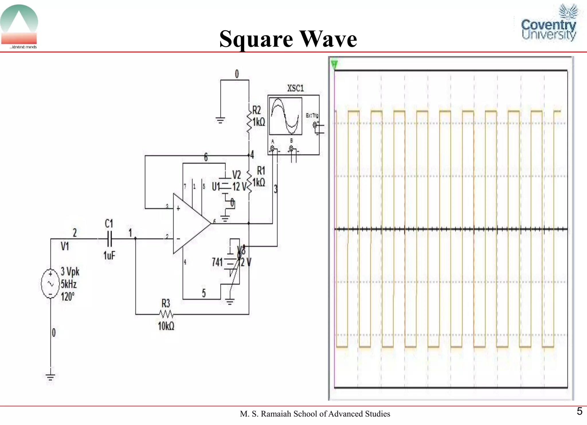 M. S. Ramaiah School of Advanced Studies 
5 
Square Wave  