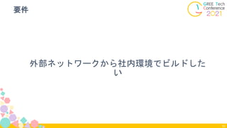 外部ネットワークから社内環境でビルドした
い
要件
52
 