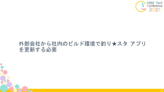 外部会社から社内のビルド環境で釣り★スタ アプリ
を更新する必要
53
 