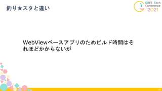釣り★スタと違い
87
WebViewベースアプリのためビルド時間はそ
れほどかからないが
 