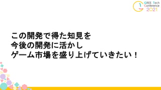 この開発で得た知見を
今後の開発に活かし
ゲーム市場を盛り上げていきたい！
 