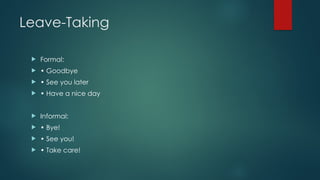Greeting Material in English Learning in daily communication | PPTX