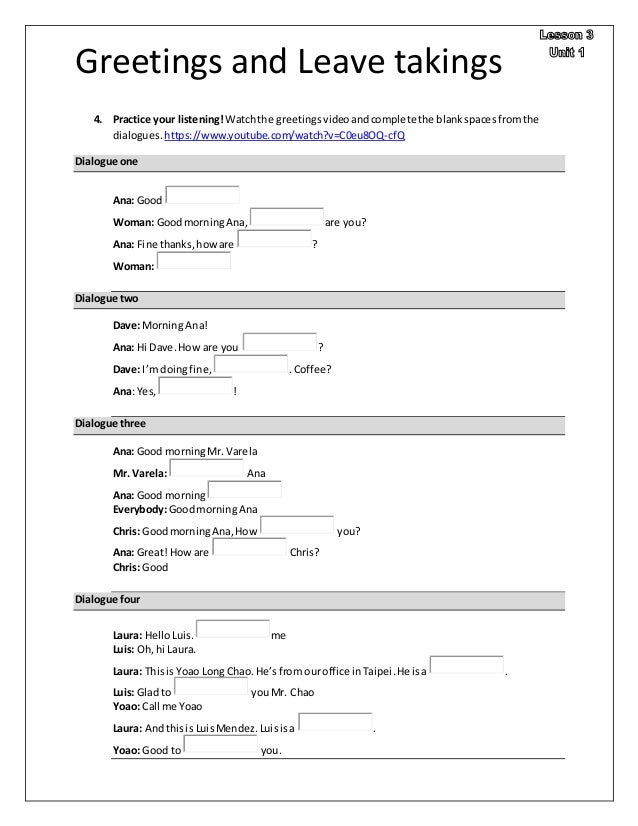 Greetings Worksheets For Grade 1 - A Worksheet Blog