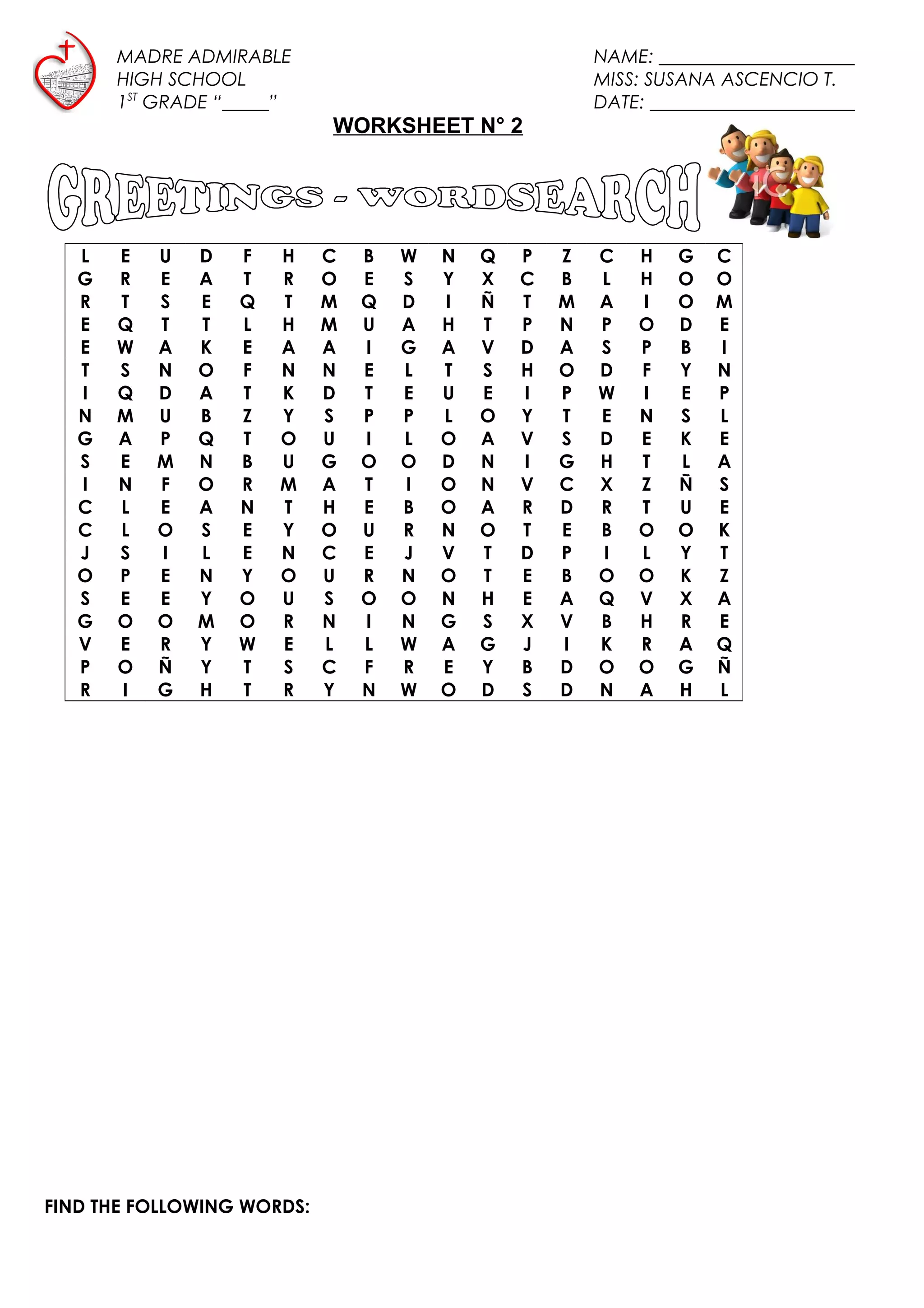 Greetings wordsearch | DOC