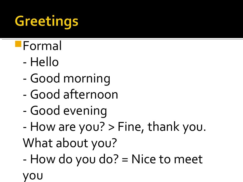 Saludos en inglés. Greetings