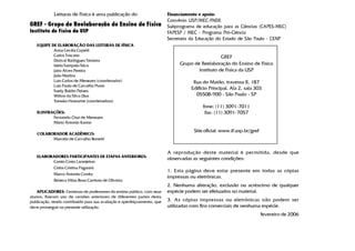 Leituras de Física é uma publicação do                       Financiamento e apoio:
                                                                          Convênio USP/MEC-FNDE
GREF - Grupo de Reelaboração do Ensino de Física                          Subprograma de educação para as Ciências (CAPES-MEC)
Instituto de Física da USP                                                FAPESP / MEC - Programa Pró-Ciência
                                                                          Secretaria da Educação do Estado de São Paulo - CENP
   EQUIPE DE ELABORAÇÃO DAS LEITURAS DE FÍSICA
           Anna Cecília Copelli
           Carlos Toscano                                                                         GREF
           Dorival Rodrigues Teixeira
           Isilda Sampaio Silva                                                Grupo de Reelaboração do Ensino de Física
           Jairo Alves Pereira                                                         Instituto de Física da USP
           João Martins
           Luís Carlos de Menezes (coordenador)                                      Rua do Matão, travessa R, 187
           Luís Paulo de Carvalho Piassi
           Suely Baldin Pelaes
                                                                                    Edifício Principal, Ala 2, sala 303
           Wilton da Silva Dias                                                       05508-900 - São Paulo - SP
           Yassuko Hosoume (coordenadora)
                                                                                         fone: (11) 3091-7011
   ILUSTRAÇÕES:                                                                           fax: (11) 3091-7057
          Fernando Chuí de Menezes
          Mário Antonio Kanno

                                                                                     Site oficial: www.if.usp.br/gref
   COLABORADOR ACADÊMICO:
         Marcelo de Carvalho Bonetti


                                                                          A reprodução deste material é per mitida, desde que
   ELABORADORES PARTICIPANTES DE ETAPAS ANTERIORES:
                                                                          observadas as seguintes condições:
         Cassio Costa Laranjeiras
         Cintia Cristina Paganini
                                                                          1. Esta página deve estar presente em todas as cópias
         Marco Antonio Corrêa
                                                                          impressas ou eletrônicas.
         Rebeca Villas Boas Cardoso de Oliveira
                                                                          2. Nenhuma alteração, exclusão ou acréscimo de qualquer
    APLICADORES: Centenas de professores do ensino público, com seus      espécie podem ser efetuados no material.
alunos, fizeram uso de versões anteriores de diferentes partes desta
publicação, tendo contribuído para sua avaliação e aperfeiçoamento, que   3. As cópias impressas ou eletrônicas não podem ser
deve prosseguir na presente utilização.                                   utilizadas com fins comerciais de nenhuma espécie.
                                                                                                                        fevereiro de 2006
 