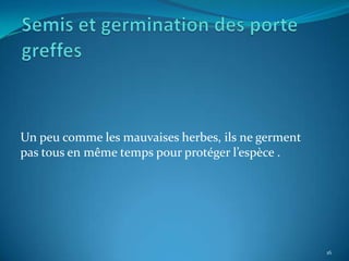 Un peu comme les mauvaises herbes, ils ne germent
pas tous en même temps pour protéger l’espèce .




                                                    16
 
