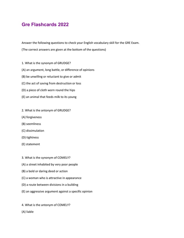 Gre Flashcards 2022 | PDF