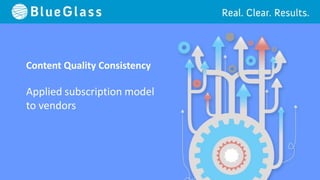 Content Quality Consistency

Applied subscription model
to vendors
 