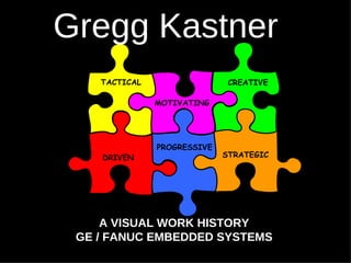 A VISUAL WORK HISTORY GE / FANUC EMBEDDED SYSTEMS Gregg Kastner MOTIVATING CREATIVE STRATEGIC DRIVEN TACTICAL PROGRESSIVE 