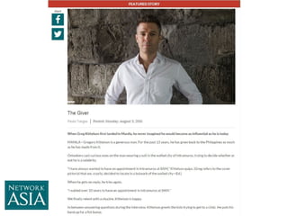 Greg Kittelson on Network Asia Magazine