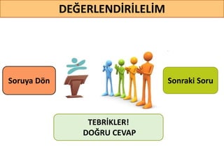62
DEĞERLENDİRİLELİM
TEBRİKLER!
DOĞRU CEVAP
Sonraki SoruSoruya ö
 