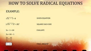 Radical Equations | PPTX