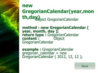 Gregorian calendar class | PPTX | Programming Languages | Computing