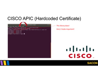 SACON
CISCO APIC (Hardcoded Certificate)
This library does!
And, it looks important!
 