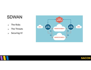 SACON
SDWAN
 The Risks
 The Threats
 Securing It!
 
