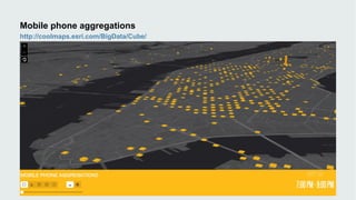 Mobile phone aggregations
http://coolmaps.esri.com/BigData/Cube/
 