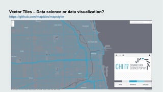 Vector Tiles – Data science or data visualization?
https://github.com/maplabs/mapstyler
 