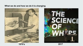 What we do and how we do it is changing
1970’s 2017
 