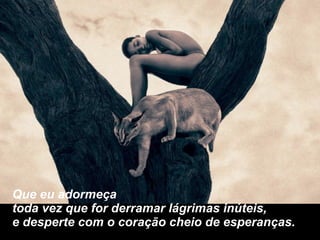 Que eu adormeça toda vez que for derramar lágrimas inúteis, e desperte com o coração cheio de esperanças. 