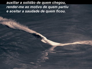auxiliar a solidão de quem chegou, render-me ao motivo de quem partiu e aceitar a saudade de quem ficou. 