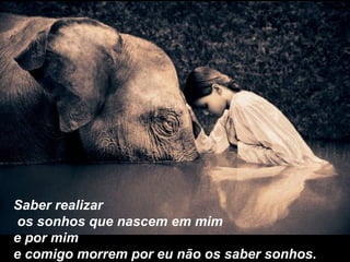 Saber realizar os sonhos que nascem em mim e por mim e comigo morrem por eu não os saber sonhos. 