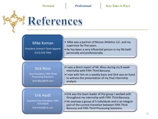Key Take-A-Ways3ProfileFull Name:		Gregory David SilvermanBirthday:			July 15, 1987Hometown:		Mason, OhioCurrent Address:		19 North Congress			Athens, Ohio 45701Major(s):			MIS & MarketingOrganizations:		Director of Coach & Candidate Program 				within The Sales Centre at Ohio University