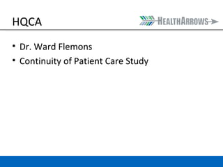 HQCA 
• Dr. Ward Flemons 
• Continuity of Patient Care Study 
 