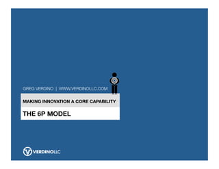 GREG VERDINO | WWW.VERDINOLLC.COM


MAKING INNOVATION A CORE CAPABILITY

THE 6P MODEL
 