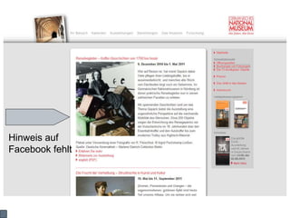 Hinweis auf Facebook fehlt 