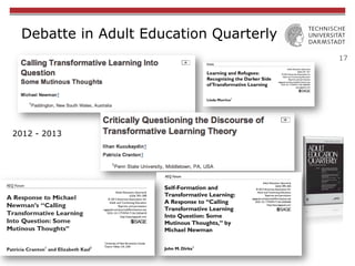 17
Debatte in Adult Education Quarterly
2012 - 2013
 