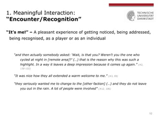 1. Meaningful Interaction:
“Encounter/Recognition”
10
“It’s me!” – A pleasant experience of getting noticed, being address...