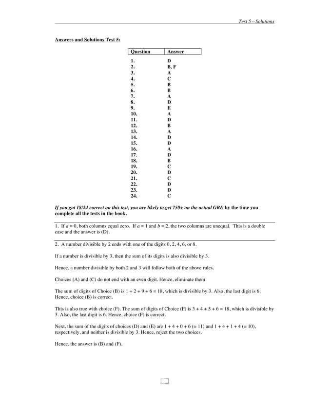 Gre math practice test 5 | PDF