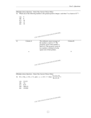 Gre math practice test 5 | PDF