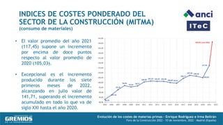 Evolución de los costes de materias primas – Enrique Rodríguez e Irma Beltrán
Foro de la Construcción 2022 - 10 de noviemb...