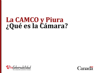 La CAMCO y Piura
¿Qué es la Cámara?
 