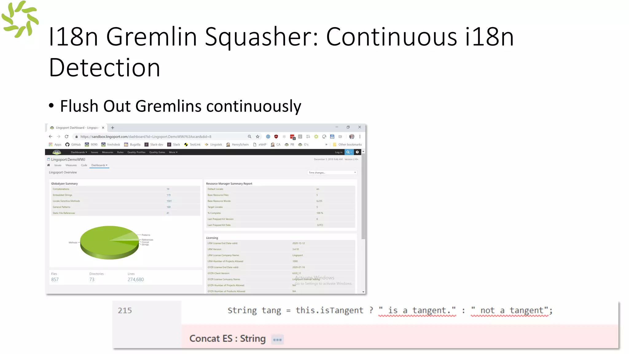 I18n Gremlin Squasher: Continuous i18n
Detection
• Flush Out Gremlins continuously
 